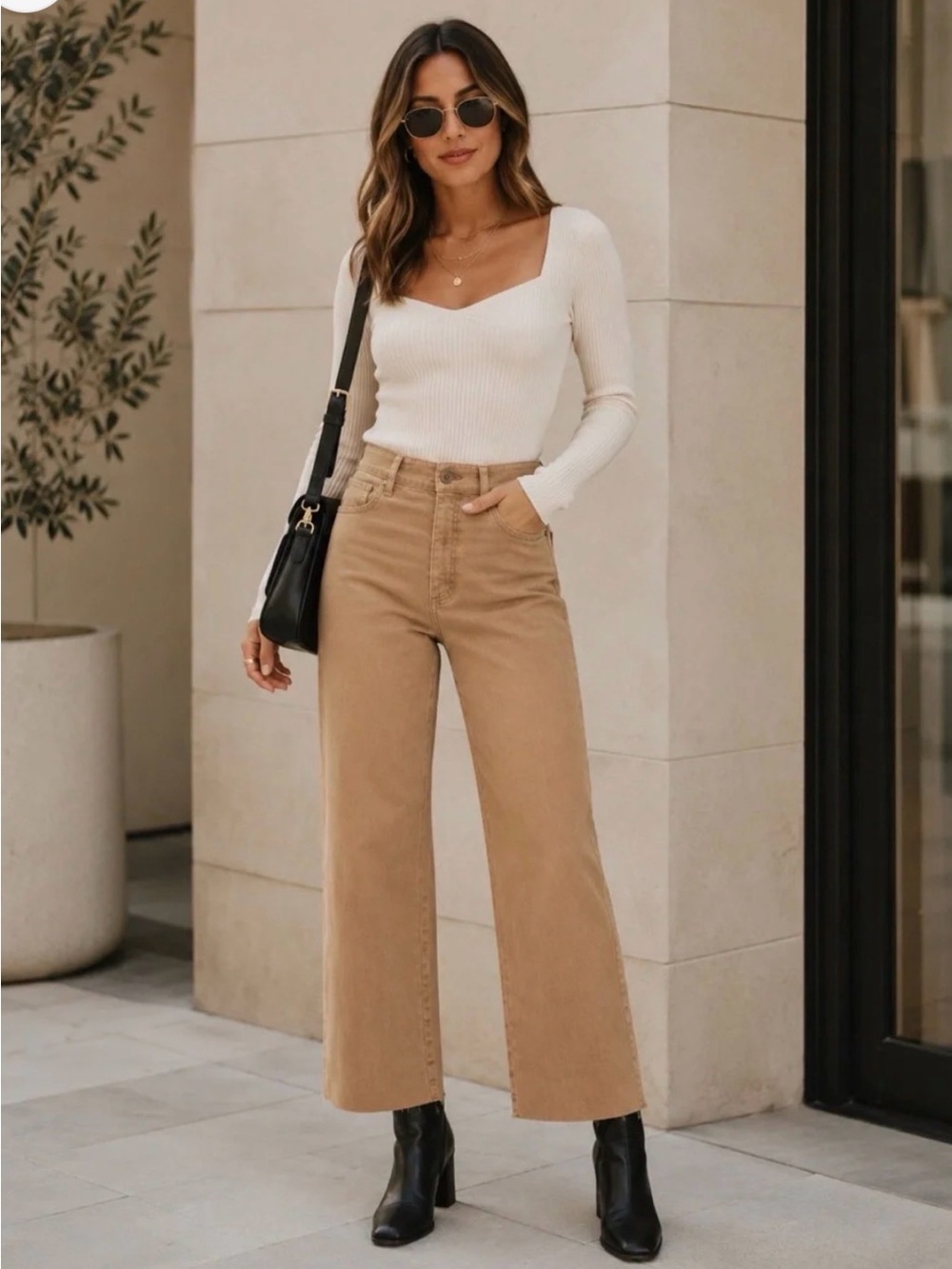 Z Supply Rilynn Washed Pant Burro Tan High Rise Wide Leg Cropped Pants Size 27